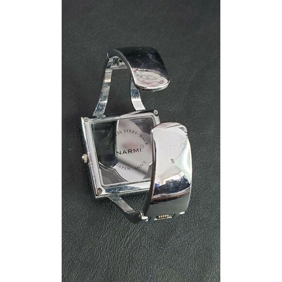 Narmi Ladies Square Stainless Steel Japan Mvmt Women's Cuff Watch - Picture 6 of 10